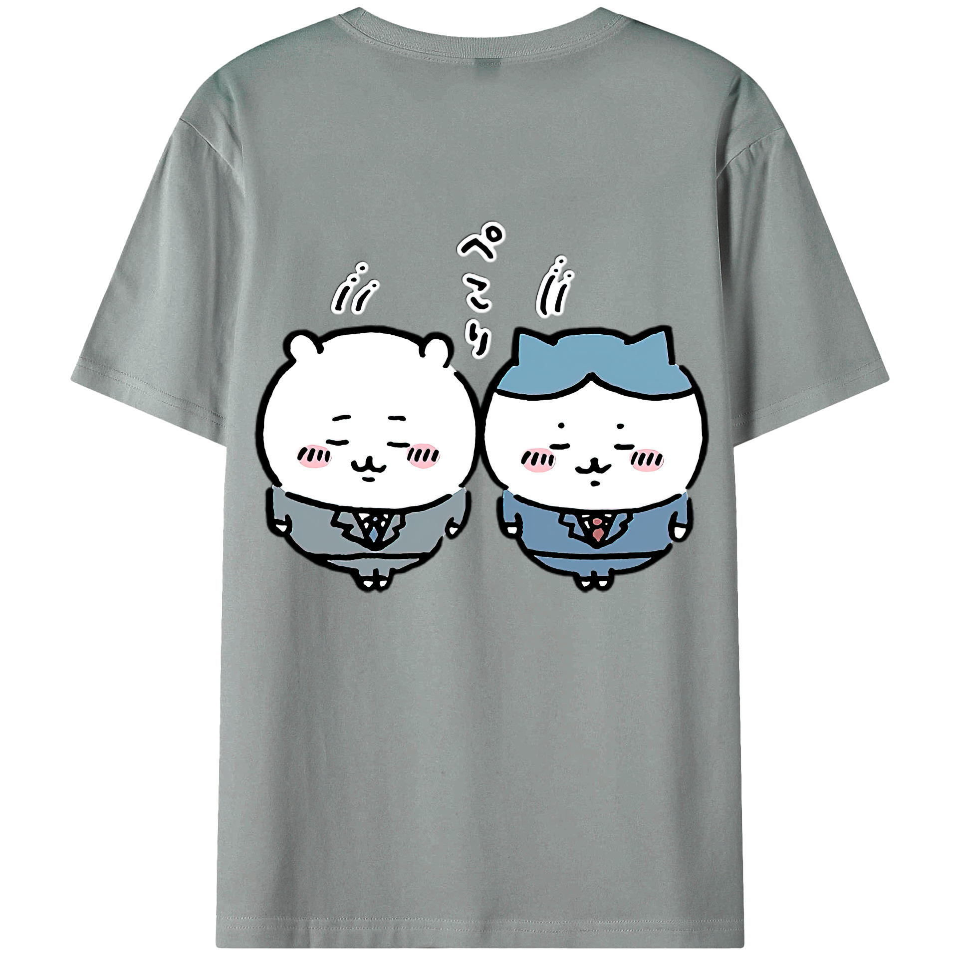 （画像用） ちいかわ ハチワレ Chii-kawa hachiware 綿100％ メンズ半袖Tシャツ（バックプリント） 通気性